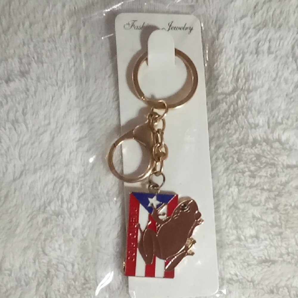 Fashion Jewelry Puerto Rico Flag COQUI Turtle Keyring OR Bag Charm  NEW IN PACK!